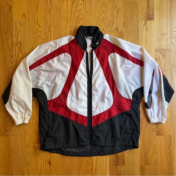Vintage Nike Windbreaker Jacket – Abstract Red/White/Black Design (Rare!) XL